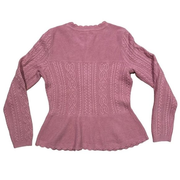 Vintage E Land American Classic Pink Knit Button Sweater Cardigan Academia Elbow - Picture 2 of 5